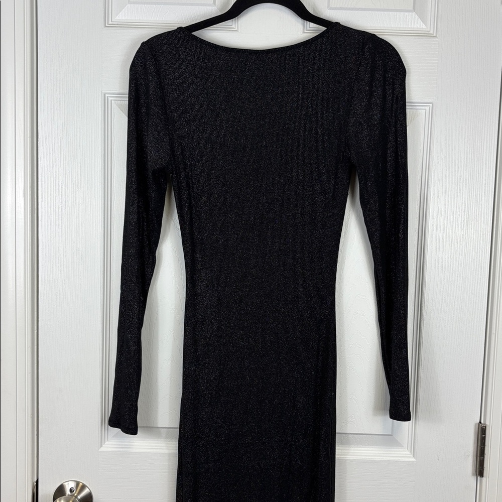 Skims soft lounge long sleeve square neck maxi dress onyx foil sz med - Picture 10 of 10